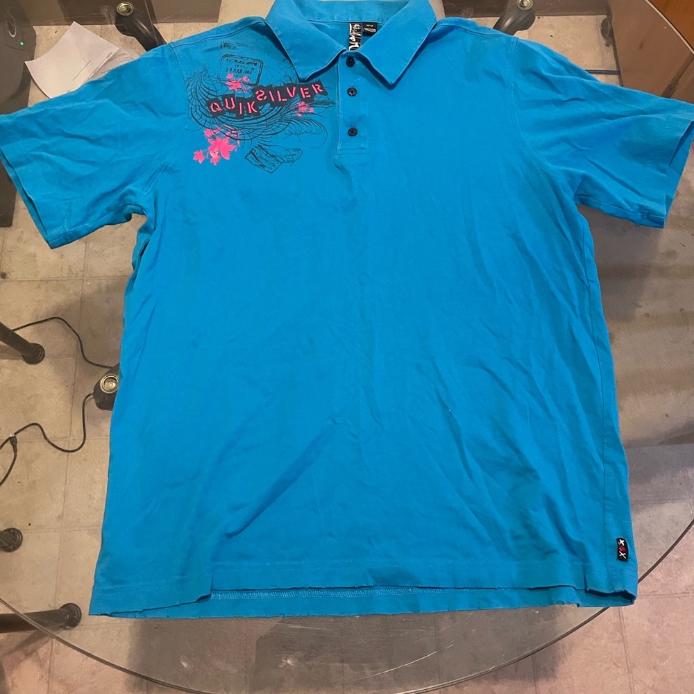 Quiksilver Blue Polo Shirt Vibrant Cotton Blend